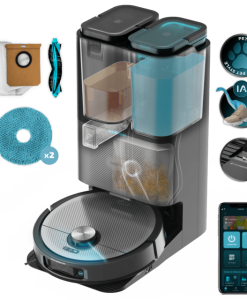 Robot aspirador láser con base de autovaciado